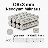 10 Adet 8x3mm Yuvarlak Neodyum Mıknatıs Güçlü Nikel Kaplamalı Kaliteli Dayanıklı Magnet