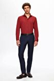 Slim Fit Bordo Italyan Yaka Dar Kesim Klasik Kravatlık Uzun Kollu Kolay Ütülenebilir Nefes 2HF02ORT5185