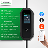 Coswatt Elektrikli Araba Taşınabilir Şarj Cihazı 7 kW / 32A / Tip-2 / 3x32A Fiş / Monofaze / 5m / Çantalı / Ev Tipi Dönüştürücü Kablolu