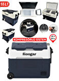 Hooger GERMAN 55 LT Geniş Kabin Tekerlekli Dijital Göstergeli Oto Buzdolabı 12-24 Volt -20 Derece Soğutma