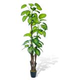 Yapay Çiçek Difenbahya Sarı Yeşil 3Katlı 190cm 54Yaprak Siyah Plastik Saksıda Yapay Bitki