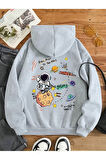 Kadın Galaxy Sırt Baskılı Oversize Sweatshirt