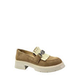  Disparita 257003 Hakiki Deri Loafer Kadın Ayakkabı Tokalı Fırfırlı