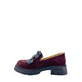  Disparita 257003 Hakiki Deri Loafer Kadın Ayakkabı Tokalı Fırfırlı