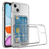 FitCase iPhone 14 Plus Kılıf Cardy Şeffaf Kartlık Cepli Kapak