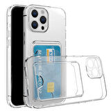 FitCase iPhone 12 Pro Max Kılıf Cardy Şeffaf Kartlık Cepli Kapak