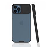 iPhone 12 / 12 Pro Kılıf Kamera Koruma Kapaklı Platin Matte Silikon Arka Kapak