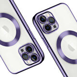 iPhone 12 Pro Kılıf Magsafe Özellikli Metal Lazer Silikon Kapak