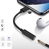 Tonex AX-01 Lightning 3.5mm Jack Dönüştürücü Kulaklık Kablosu Siyah