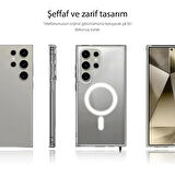 Samsung Galaxy S23 Ultra Kılıf Magsafe Özellikli Şeffaf Silikon Kapak