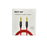 BlitzPower 3.5mm Aux Audio Ses Kablosu 1mt Kırmızı/Siyah