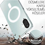 Samsung Galaxy A07 Kılıf Magsafe Özellikli Şeffaf Silikon Kapak