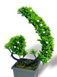 3lü Set Yapay Çiçek Bonsai Ağacı Eğik Model Dekoratif Yapay Ağaç Bonzai 30*15 CM Siyah Saksıda