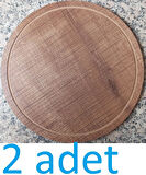 Micra Wood 2 adet 34cm Ahşap Yuvarlak Pasta Pizza Kahvaltı Sunum Tabağı tahtası Atıştırmalık