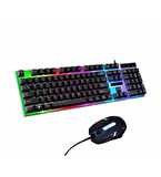 VRKB700 Stalker Warrior Gaming Oyuncu Işıklı Klavye Mouse Seti Klavye + Mouse Seti
