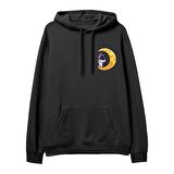 Astro-9  Baskılı Siyah Hoodie