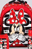 YENİ SEZON LİSANSLI MINNIE MOUSE OKUL ÇANTASI,BESLENME KABI VE MATARA 500 ML OKUL SETİ