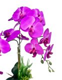 Yapay Çiçek 2li Fuşya Islak Orkide Seramik Saksıda Orkide 60cm