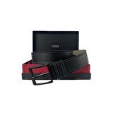 Fossil Siyah Suni Deri 4,5 cm Erkek Kemeri 110