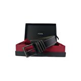 Fossil Siyah Çift Dikiş Suni Deri 4 cm Erkek Kemeri-125Cm
