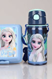 DEKOMUS İLE LİSANSLI FROZEN SALTO HIDDEN TRUTH ÇELİK MATARA 500 ML VE 2 KATLI BESLENME KABI YEMEK SETİ