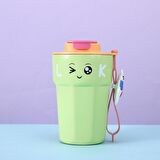 316 L Çelik Yeşil Figürlü 420 ml Kahve El Termos Mug cin485ys