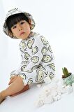 Unisex Bebek - Çocuk Mayo Tam Vücut Güneş Koruma Hassas Ten Emoji Smile Desen Mayo Şapka Hediyeli