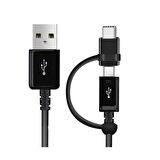 Samsung 2 In1 Micro Usb + Type-C Combo Kablo Siyah