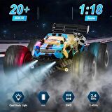 2.4GHz Uzaktan Kumandalı LED Işıklı 1:18 Ölçek 3.7V Şarjlı Hız Yapan Arazi Aracı - Oyuncak Bigfoot Jeep