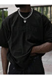 Erkek Brooklyn Kabartma Baskılı Oversize T-Shirt
