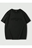 Erkek Brooklyn Kabartma Baskılı Oversize T-Shirt