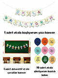 Okula Başlıyorum Süsleme Paketi- Okula Başlıyorum Yazı El Ele Dekor Çocuklar 10 Baskılı Balon