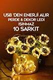 Kumandalı 10 Saçaklı Animasyonlu USB li 3x1 Metre Dekor Perde  Led - Saçaklı Led Peri Led