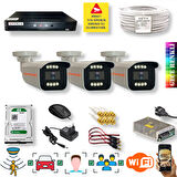 3 Kameralı Set - Yapay Zeka Özellikli İnsan Yüz Araç Tanımalı Gece Renkli Gösteren 5 MP SONY Lensli 8 Warm Ledli FULLHD Güvenlik Kamerası Seti 908W-114