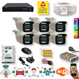6 Kameralı Set - Yapay Zeka Özellikli İnsan Yüz Araç Tanımalı Gece Renkli Gösteren 5 MP SONY Lensli 8 Warm Ledli FULLHD Güvenlik Kamerası Seti 908W-9008M