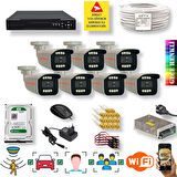 7 Kameralı Set - Yapay Zeka Özellikli İnsan Yüz Araç Tanımalı Gece Renkli Gösteren 5 MP SONY Lensli 8 Warm Ledli FULLHD Güvenlik Kamerası Seti 908W-9008M