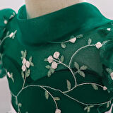 Brodeli Nakış İşlemeli Kız Çocuk Abiye - Bel Kurdalyeli Kız Çocuk Mezuniyet Elbisesi Çocuk Elbise