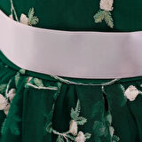 Brodeli Nakış İşlemeli Kız Çocuk Abiye - Bel Kurdalyeli Kız Çocuk Mezuniyet Elbisesi Çocuk Elbise