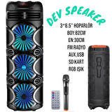 KABLOSUZ MİKROFONLU KUMANDALI 82CM BOYUNDA DEV SPEAKER (AUX-BT 5.0-FM RADYO-SD KART) 2024 YENİ MODEL