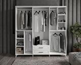Ücretsiz Montaj - 100% MDF Sanat 6 Kapaklı Beyaz Gardırop - MDF Dolap - Elbise Dolabı