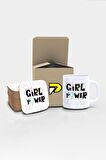 Girl Power Yazılı Tipografik Tasarımlı Baskılı Kupa Bardak Seti 2