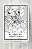Hollanda Amsterdam Harita Dekoratif Tasarım Poster