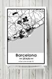 Ispanya Barcelona Harita Dekoratif Tasarım Poster