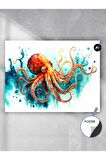 Ahtapot ve Okyanus Hayvan Poster - Afiş - Dekoratif Duvar Posteri