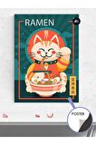 Ramen Cat Kedi Manga Anime Poster - Afiş - Dekoratif Duvar Posteri