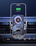 15 Watt Wireless Şarj Magesafeli Sensörlü Açılır Kanatlar Titanyum Cep Telefonu Tutucu