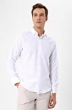 Beyaz Slim Fit Düz Düğmeli Yaka Gömlek