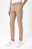 Bej Slim Fit Armürlü Pantolon