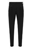 Siyah Slim Fit Armürlü Pantolon