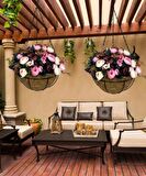 Yapay Çiçek Sarkaç Askılı Makreme Sepette Erengül Bordo Pembe Çiçek Sepeti